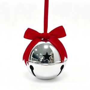 xpkQ Vintage Christmas Bell Pendant Velvet Bow Jingle Bells Christmas Tree Bell Decoration Iron Christmas Scene Pendant 5B9Z4