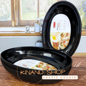 piring oval ramen isi 6 pcs piring ramen plastik hitam dop terlaris
