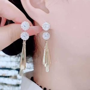 Fashionable Ring Gift 花团锦簇微镶锆石流苏耳环轻奢高级感百搭气质耳坠小众设计感耳饰