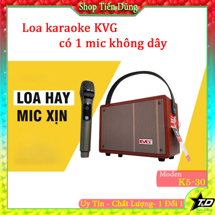 Loa karaoke bluetooth xách tay KVG K5-30 mini du lịch Tặng kèm 1 micro không dây hỗ trợ kết nối Bluetooth, AUX,TF card, quay sách.