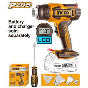 INGCO 20V LI-ION HEAT GUN 30~300/30~550°C LCD HGLI2003