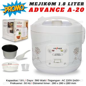 Promo Mejikom 18 Liter Murah Rice Cooker Motif Bunga ADVANCE A-20 100% ANTI LENGKET Daya 30WATT Menghangatkan - 380WATT Memasak - 3 in 1 Menanak Menghangatkan dan Mengukus - TOKO SINAR AUDIO