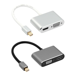 Compactly Double Mode Mini DisplayPort Adapter Hdmis VGA 4K 1080P Converters For Desktop Projectors Aluminum Housing Shell
