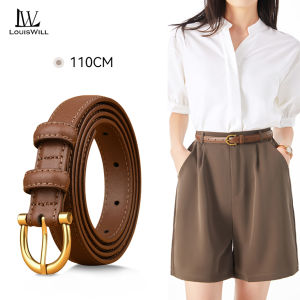 LouisWill เข็มขัดหนังผู้หญิงเข็มขัดแบบสกินนี่เข็มขัดเข็มขัดสานลำลองแฟชั่นเข็มขัดยางยืดพร้อมหัวเข็มขัดโลหะผสมสังกะสีสำหรับกางเกงยีนส์ทองตกแต่งพักผ่อนเข็มขัด