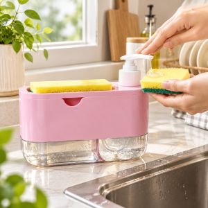 NCB11 Hai khoang độc lập. Bình đựng xà phòng dạng bơm Lỗ thoát nước 2 trong 1 Bình đựng xà phòng hai ngăn Vẻ ngoài gọn gàng Chất liệu bền chắc. Bình đựng xà phòng dùng trong nhà bếp. Bồn rửa chén
