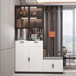 [SG]⚡Italian-Style Light Luxury Entrance Cabinet Shoe Cabinet Integrated Modern Minimalist Living Room Screen Hallway Hallway Shoe Changing Stool Wine Cabinet