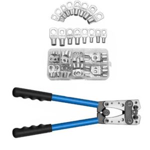 HX-50B Heavy Duty Wire Crimper Ratchet Plier with 60pcs Terminals for Electrical Projects