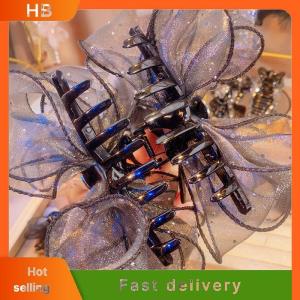 HB Black Mesh Bow Rhinestone Hair Claw Vintage Elegant Hair Clamp Hairpin Shark Clips For Women Fashion Hair Accessories