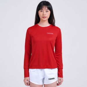 Terrel sportswear basic long sleeve red women dry fit running gym yoga wanita cewe