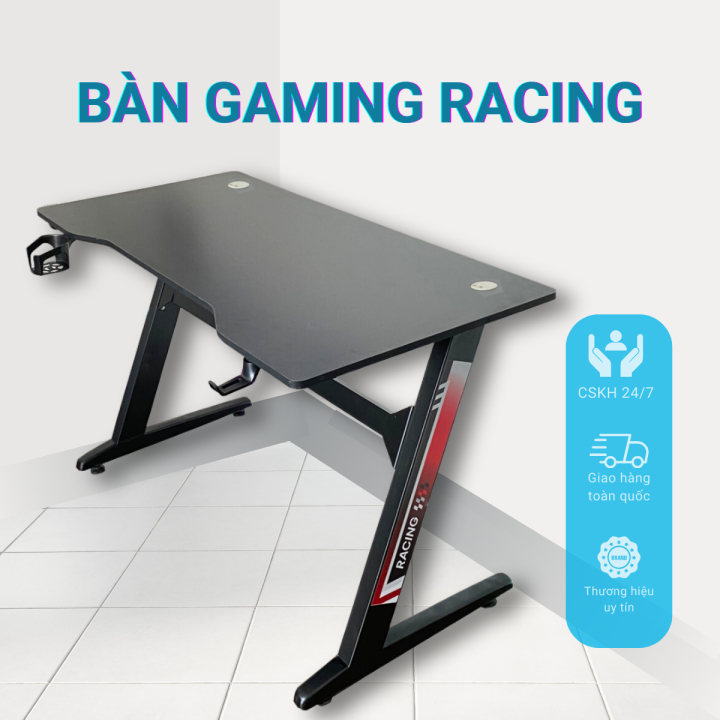 Bàn Gaming kích thước 1m2 và 1m4 kèm phụ kiện đựng cốc và giá treo tai ...