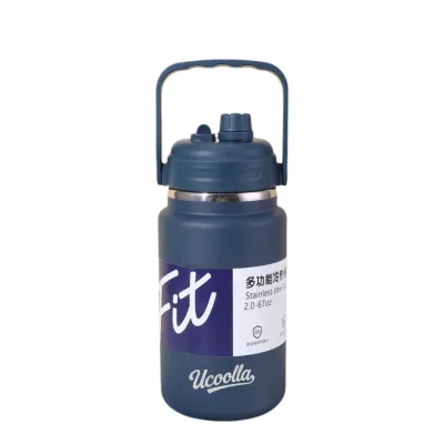 2000/2500ml Vacuum Insulated Tumbler Large Capacity Stainless Steel Water Bottle with Handle & Straw