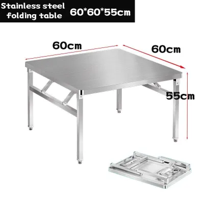 Stainless Steel Folding Table Dining Table Portable Outdoor BBQ Table Commercial Desktop Rotating Folding Modern Simplicity