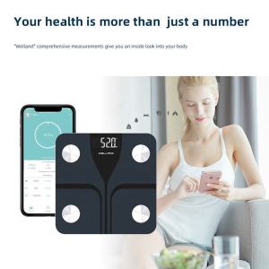 Smart Scale for Body Weight Digital Bathroom Scale BMI Weighing Body Fat Scale Body Composition Monitor Health Analyzer with Smartphone App 400 lbs - Black