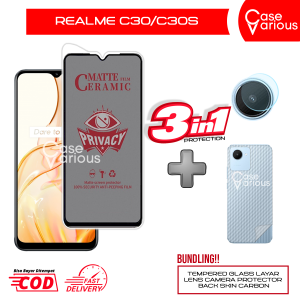 Tempered Glass Realme C30C30S Anti Gores Spy Matte Privacy Free Camera Lesn dan Skin Carbon