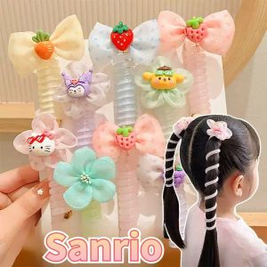 Sanrios Anime Series Hair Ring My Melody Cinnamoroll Kuromi Pochacco Kawaii Y2k Womens Creative Headband High Elastic Rope Rubber Band Girl Gift