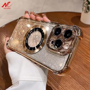 For Magsafe Case for iPhone 15 16 17 Pro Max Plus Airbag Shockproof Magnet Luxury Grils Cover for iPhone 11 12 13 14 Pro Max