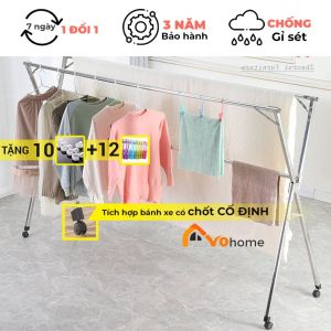 [Tặng COMBO 20 móc]Giá phơi quần áo thông minh Giàn phơi gấp gọn chất liệu inox chất lượng cao chống rỉ sét tốt Có Bánh Xe  tùy chỉnh kích cỡ tặng kèm móc treo  cố định phơi đồ