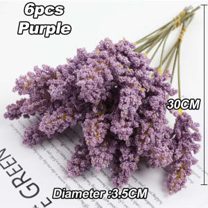 【6pcs】 Wheat Ears Artificial Flowers High Quality Desktop Decoration Simulation Foam Lavender
