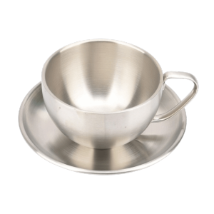 WISHAHA Stainless Steel Coffee Cup Set Heat Resistant Thermal Insulation Cup Saucer Set Luxury Double Walled Coffee Mug Cafe Accessories