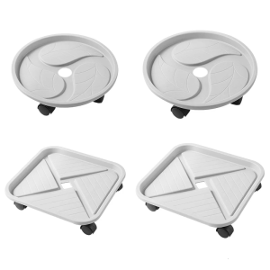 Flower Pot Tray with Rollers Drainage Tray Round/Square Plastic Tray for Garden Plants Pot Heavy Duty Plants Pot Holder