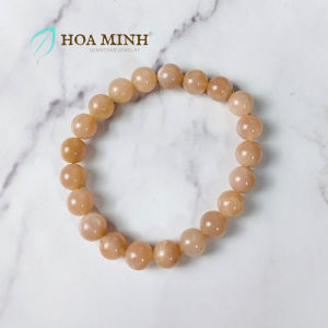 Vòng tay phong thủy đá Mặt Trời Sunstone size hạt 8.5 li rất đẹp hợp mệnh Hỏa Thổ | Hoa Minh Gem