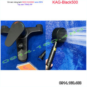 Sen nóng lạnh KAG-Black500 inox304 phủ đen Trọn bộ vòi sen thân lớn Cao cấp KHÔNG GỈ Séc nước mạnh thiết kế sang trọng sử dụng tốt chiết khấu cao
