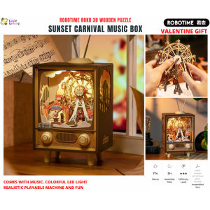 [ReadyStock][Valentine Gift] Robotime Rolife 3D Wooden Puzzle - Sunset Carnival DIY Music Box 3D Wooden Puzzle AMT01