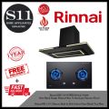 Rinnai RH-C1059-PBR Sleek + Stylish Matt Black Design Plasma Filer Technology Chimney Hood +Rinnai RB-72G 2 Burner Built-In Hob Schott Glass (Black) Top Plate*BUNDLE DEAL - FREE DELIVERY *INSTALLATION AVAILABLE. 