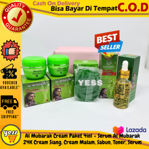 Al Mubarak Cream Paket 4in1 + Serum Al Mubarak 24K Cream Siang Cream Malam Sabun Toner Serum Cream Almubarak COD - YESS