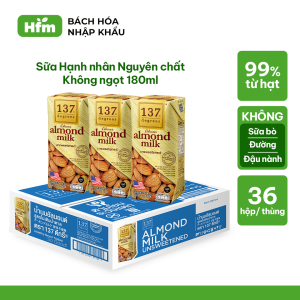💥 [Đơn 1000k Tặng Quà Hấp Dẫn] 💥 Thùng Sữa hạt 137 DEGREES  180ml Vị Hạnh Nhân Không Đường Dinh Dưỡng Xuất XứThái Lan