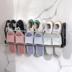 Life Store 63cm Wall Mounted Shoe Organizer Slippers Rack 3 in 1 Bathroom Rack Door Back Shoe Rack Space Saving