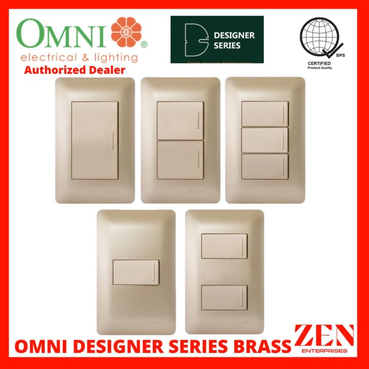 Omni Designer Series BRASS 1 Way 3 Way Switch Set 16A (1GANG, 2GANG ...