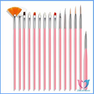 Dovin ชุดพู่กันอะคริลิค สําหรับตกแต่งเล็บเจล 15 ชิ้น พู่กันหัวเล็ก Nail brush