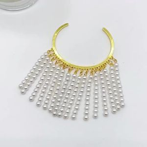 Guitar street performance star stylish and unique design pearl tassel bracelet exaggerated and sophisticated open bangle for women
