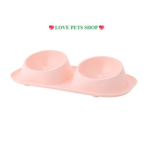 Khay chén ăn đôi chống kiến cho Chó Mèo bằng nhựa 2 ngăn (mẫu mới) - Love Pets Shop