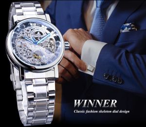 ผู้ชนะใหม่ Luxury Royal แกะสลักคุณภาพสูงสแตนเลสสตีลผู้ชายs นาฬิกากลไก TOP ยี่ห้อนาฬิกาผู้ชายอย่างหรูผู้ชาย. ผู้ชายของขวัญ