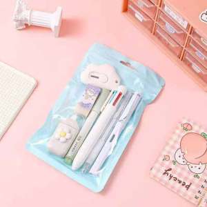 SERENITY 7 in 1  Gel Pen Highlighter Ballpoint Pen Eternal Pencil Tape Eraser Knife Kids