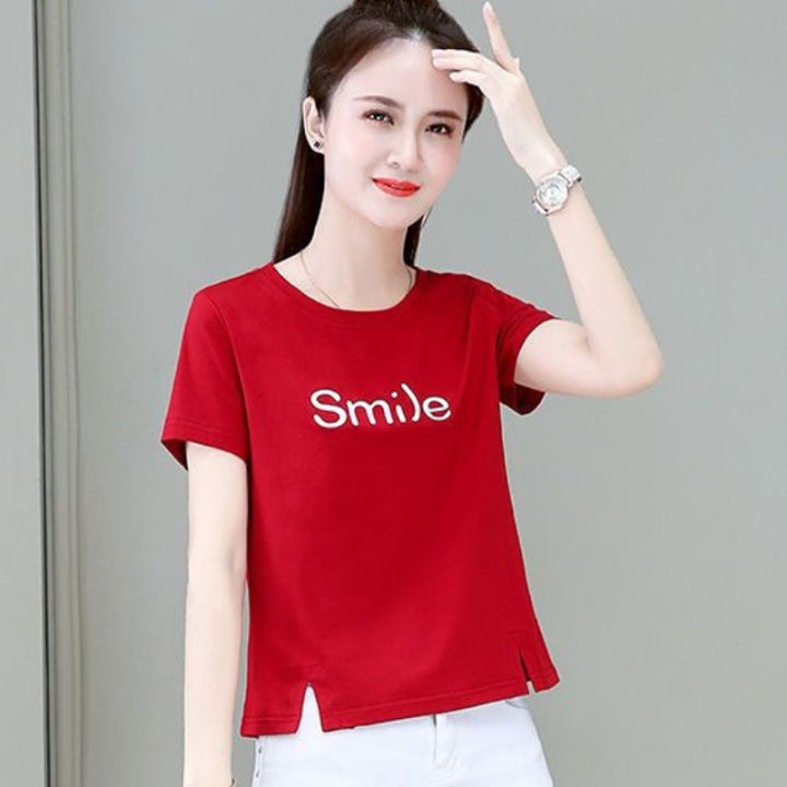 adviicd Womens Tops Short Sleeve Women Fashion Summer Funny Printed Casual  Graphic T-Shirts Red,XL