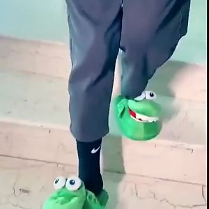 รองเท้าแตะผ้าฝ้ายลายการ์ตูนจระเข้ เคลื่อนไหวตลก เดินได้ ปากเปิดและเต้นรำ อบอุ่น สบาย ของขวัญคริสต์มาสสำหรับเด็กหญิงและเด็กชาย