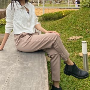 Baggypants Wanita Cream Ukuran allsize - jumbo Bahan Paraguay I Celana kerja Bahan Melar