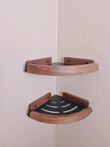 Bathroom storage rack wall mounted bathroom toilet bathroom storage solid wood non-perforated triangular frame wall corner rack