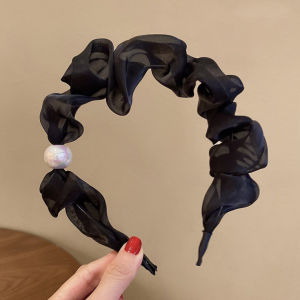 Zaman Now - Bando Scrunchie Kerut / Bando Mutiara Kerut / Bandana Korea Motif Polos Kerut Lucu / Korea Fashion Headband Ruffle