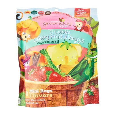 GREENDAY 5-Colors Kids Multi-Pack (Crispy Strawberry Pumpkin Banana Beetroot Okra) Baby Snacks