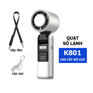 Quạt Cầm Sò Lạnh Tay JF168/K801 - Quạt ICE FAN Gấp Gọn Làm Mát Nhanh Với 199 Cấp Độ Pin Lớn 6000mAh