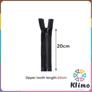 Klimo Black Zipper For Jacket Hoodies Size 20cm to 60cm Apparel Zipper Plastic Resin Zipper 1Pc