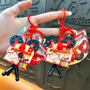 YANPE Projection Camera Camera Keychain With Flashlight Popcorn Hand Cranked Keyring Ornament Creative Bear Projection Toy Keyring Female