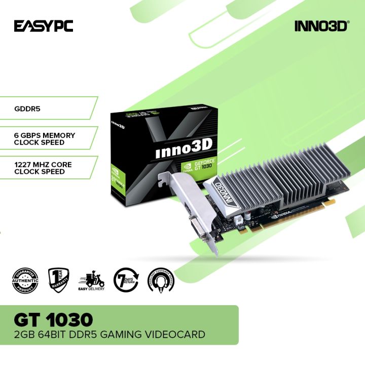 EasyPC Inno3D GT 1030 N1030-1DDV-E5BL 2GB 64bit Ddr5 Gaming