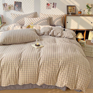 ปลอกผ้าห่มซักปลอกผ้านวมลายสก็อต1ชิ้นเล็กตารางนิ่มเป็นมิตรกับผิวเคสแบบเดี่ยว/ควีน/ผ้าห่มขนาดคิงไซส์