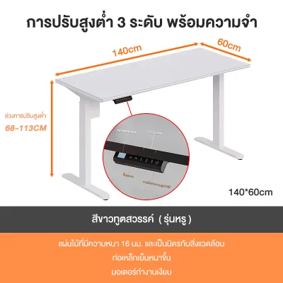 Kris โต๊ะยกไฟฟ้า T07 โต๊ะทำงานเพื่อสุขภาพ หนา 16มม มอเตอร์คู่ นั่ง-สลับยืนทำงาน รับประกัน 3ปี อะไหล่ทดแทนฟรี