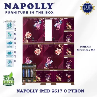 NAPOLLY LEMARI PLASTIK 5 PINTU IMID 5517 C PTRON CERMIN ELEGAN TERBARU COD